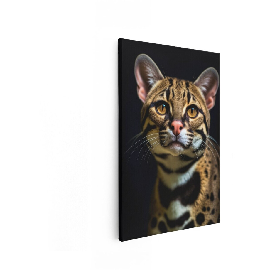 Artaza Canvas Schilderij Close-Up Portret van een Ocelot met Opvallende Ogen en Gevlekte Vacht - 20x30 cm - Klein - Wanddecoratie Woonkamer - Schilderijen - Muurdecoratie afbeelding 1