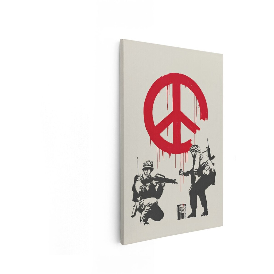 Artaza Canvas Schilderij Banksy Soldaten Vredessymbool - 80x120 cm - Wanddecoratie Graffiti - Muurdecoratie Street Art - Decoratie Woonkamer Artaza Canvas Schilderij Banksy Soldaten Vredessymbool - 80x120 cm - Wanddecoratie Graffiti - Muurdecoratie Street Art - Decoratie Woonkamer afbeelding 1