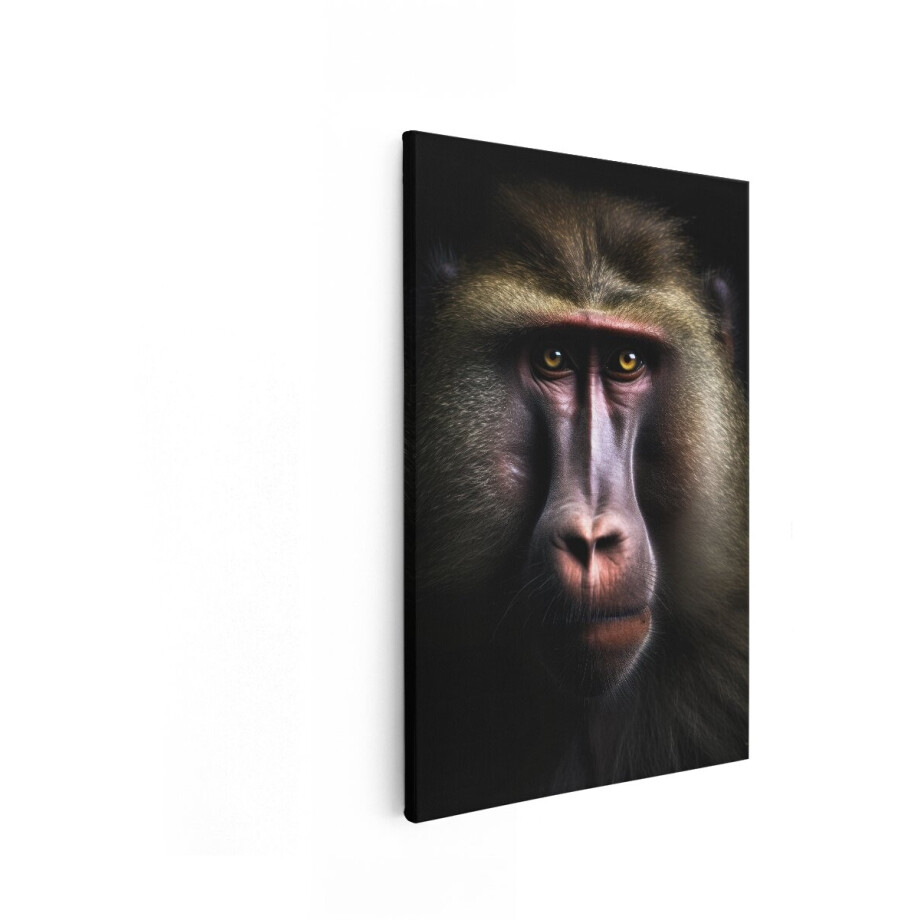 Artaza Canvas Schilderij Baviaan - 60x90 cm - Wanddecoratie Aap - Muurdecoratie Dieren - Decoratie Slaapkamer Portret afbeelding 1