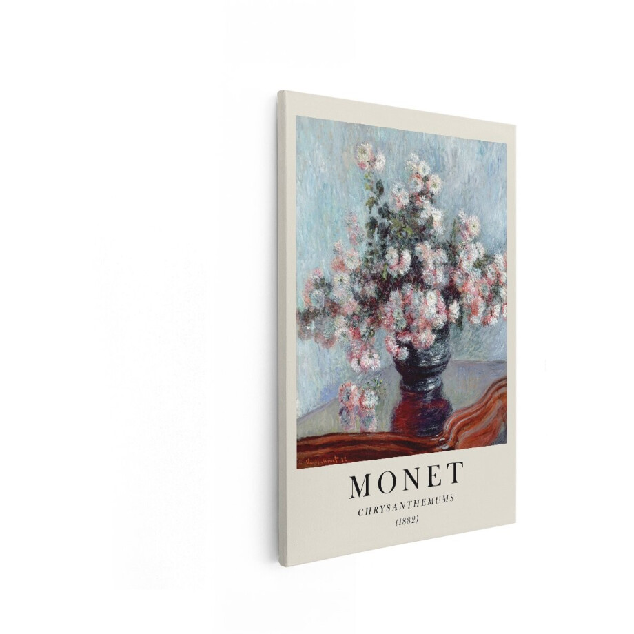 Artaza Canvas Schilderij Monets Chrysantenschilderij Uit 1882 - een Klassiek Impressionistisch Bloemenkunstwerk - 20x30 cm - Klein - Wanddecoratie Woonkamer - Schilderijen - Muurdecoratie afbeelding 1
