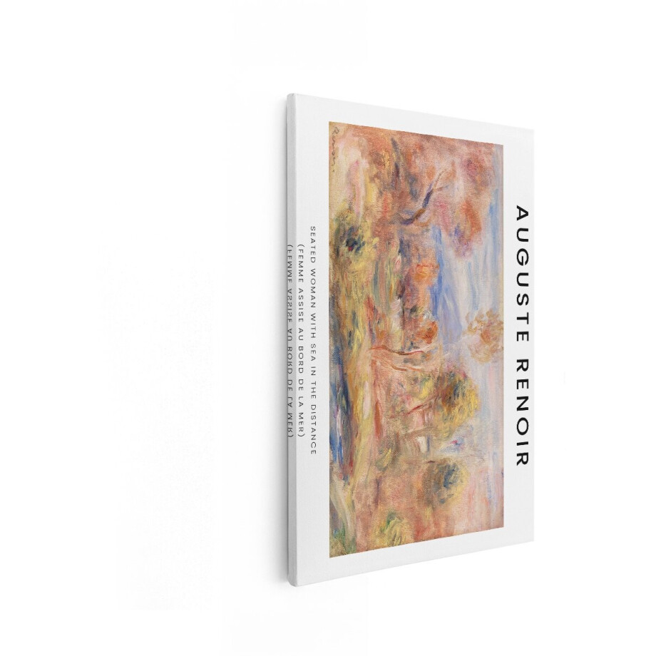 Artaza Canvas Schilderij Zittende Vrouw - 20x30 cm - Wanddecoratie Renoir Kunstwerk - Muurdecoratie Zee - Decoratie Impressionistisch afbeelding 1