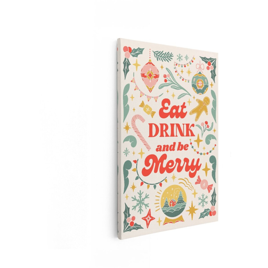 Artaza Canvas Schilderij Eat Drink And Be Merry - 20x30 cm - Wanddecoratie Kerst - Muurdecoratie Tekst Retro - Schilderijen Op Canvas Artaza Canvas Schilderij Eat Drink And Be Merry - 20x30 cm - Wanddecoratie Kerst - Muurdecoratie Tekst Retro - Schilderijen Op Canvas afbeelding 1