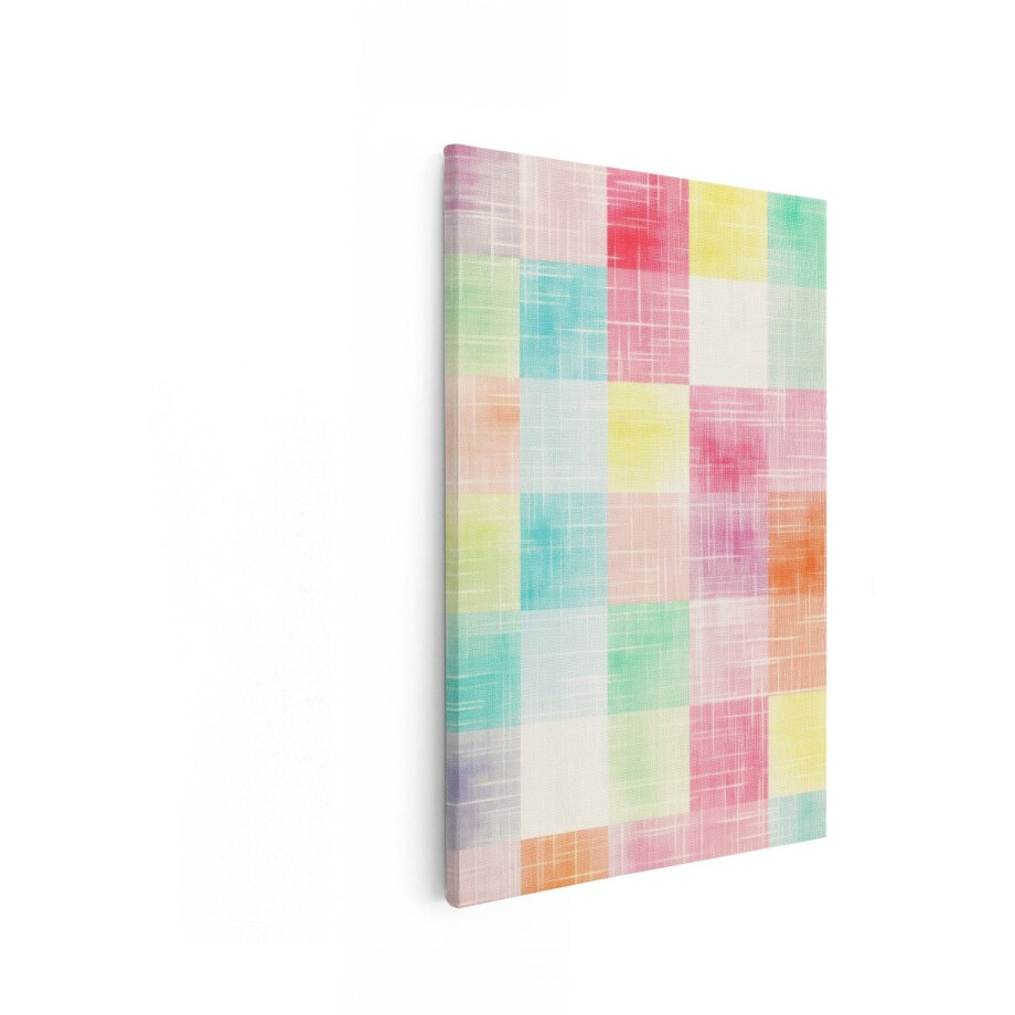 Artaza Canvas Schilderij Abstract - 60x90 cm - Wanddecoratie Abstract - Muurdecoratie Kleurrijk - Decoratie Geometrisch Pastel - Schilderijen Op Canvas afbeelding 1