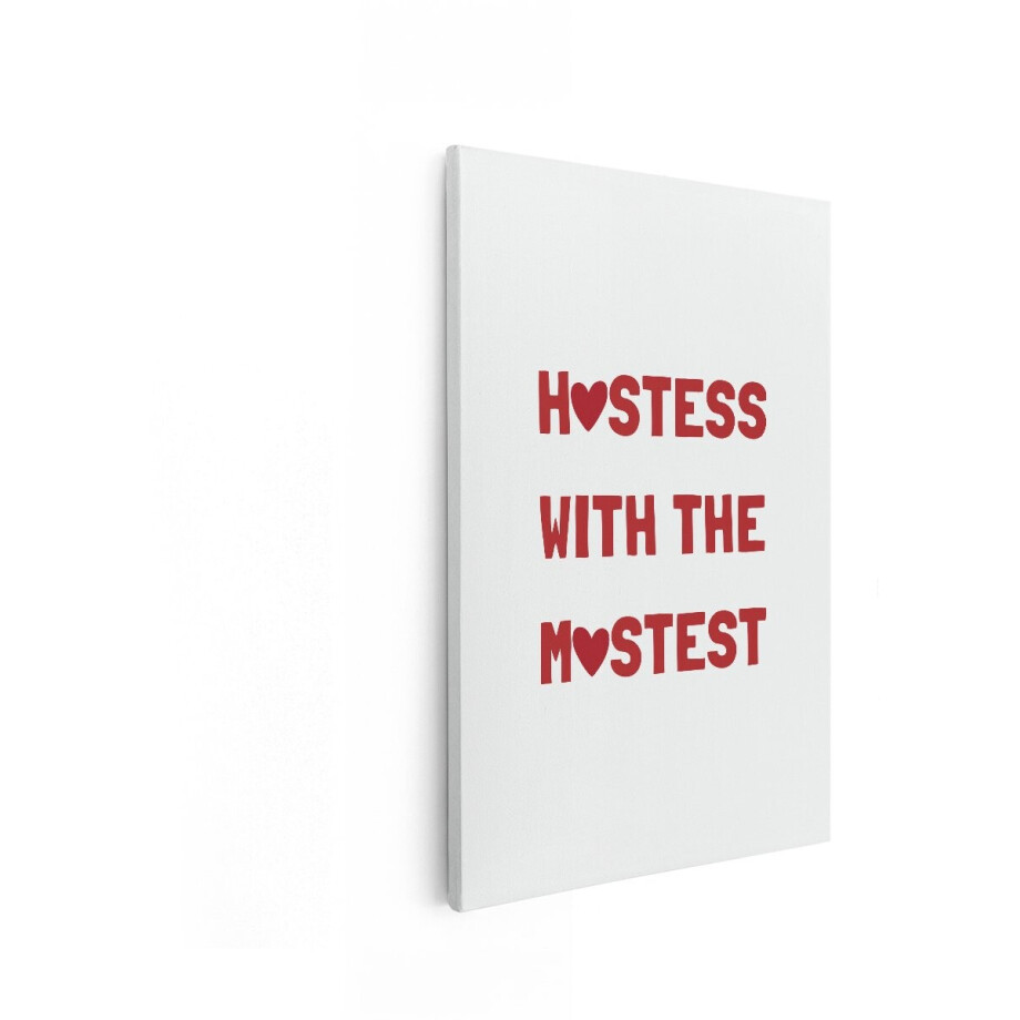Artaza Canvas Schilderij Hostess With The Mostest - 60x90 cm - Wanddecoratie Tekst - Muurdecoratie Quote - Decoratie Hartjes - Rood Artaza Canvas Schilderij Hostess With The Mostest - 60x90 cm - Wanddecoratie Tekst - Muurdecoratie Quote - Decoratie Hartjes - Rood afbeelding 1