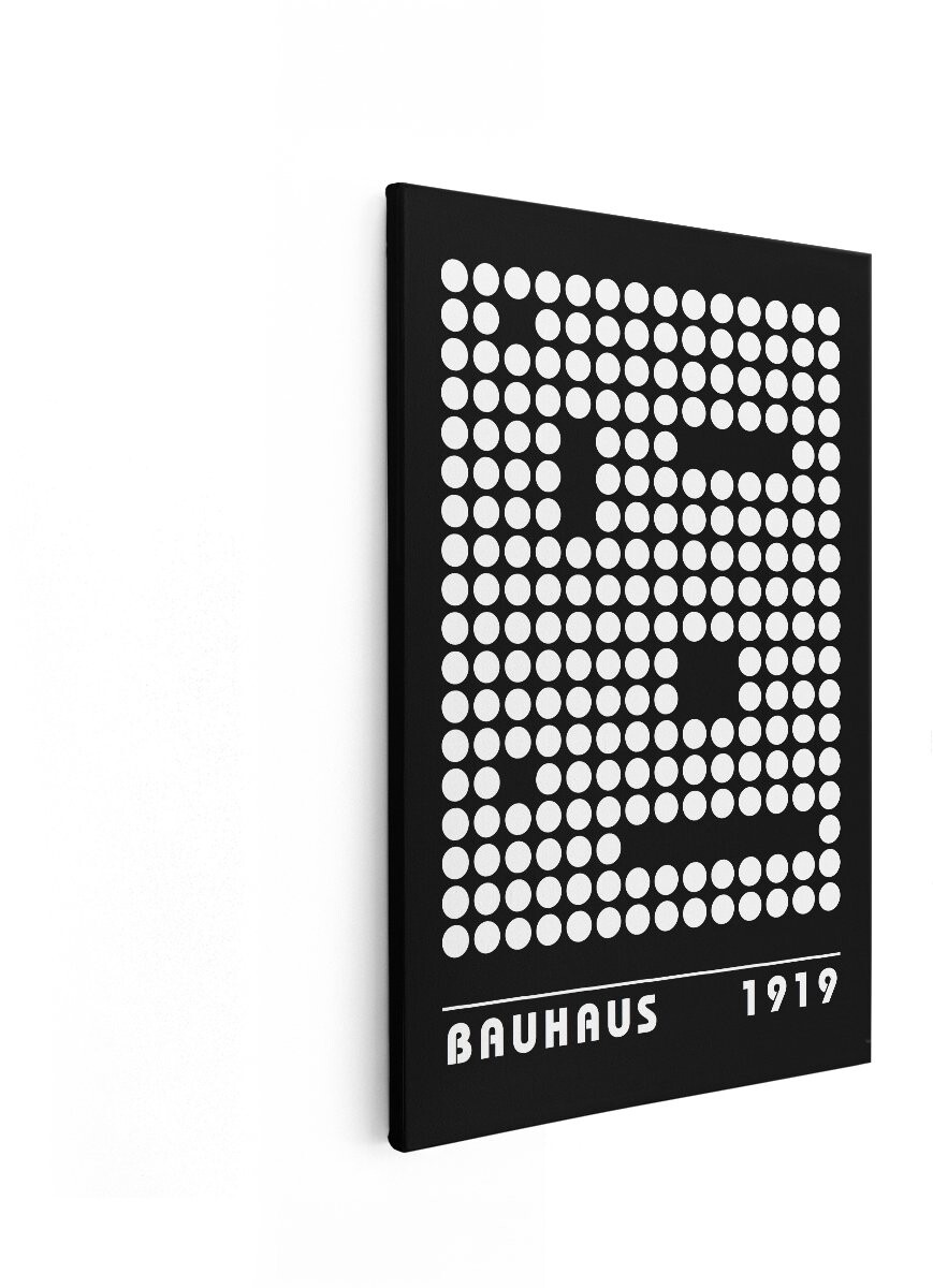Artaza Canvas Schilderij Abstract Bauhaus - 20x30 cm - Wanddecoratie Geometrisch - Muurdecoratie Modern - Kamer Accessoires Zwart Wit afbeelding 1