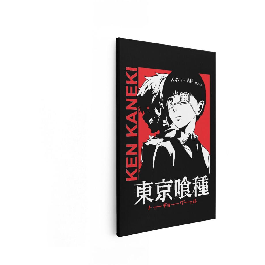 Artaza Canvas Schilderij Ken Kaneki - 40x60 cm - Tokyo Ghoul Wanddecoratie - Muurdecoratie Anime Slaapkamer - Zwart Wit Schilderijen Op Canvas afbeelding 1
