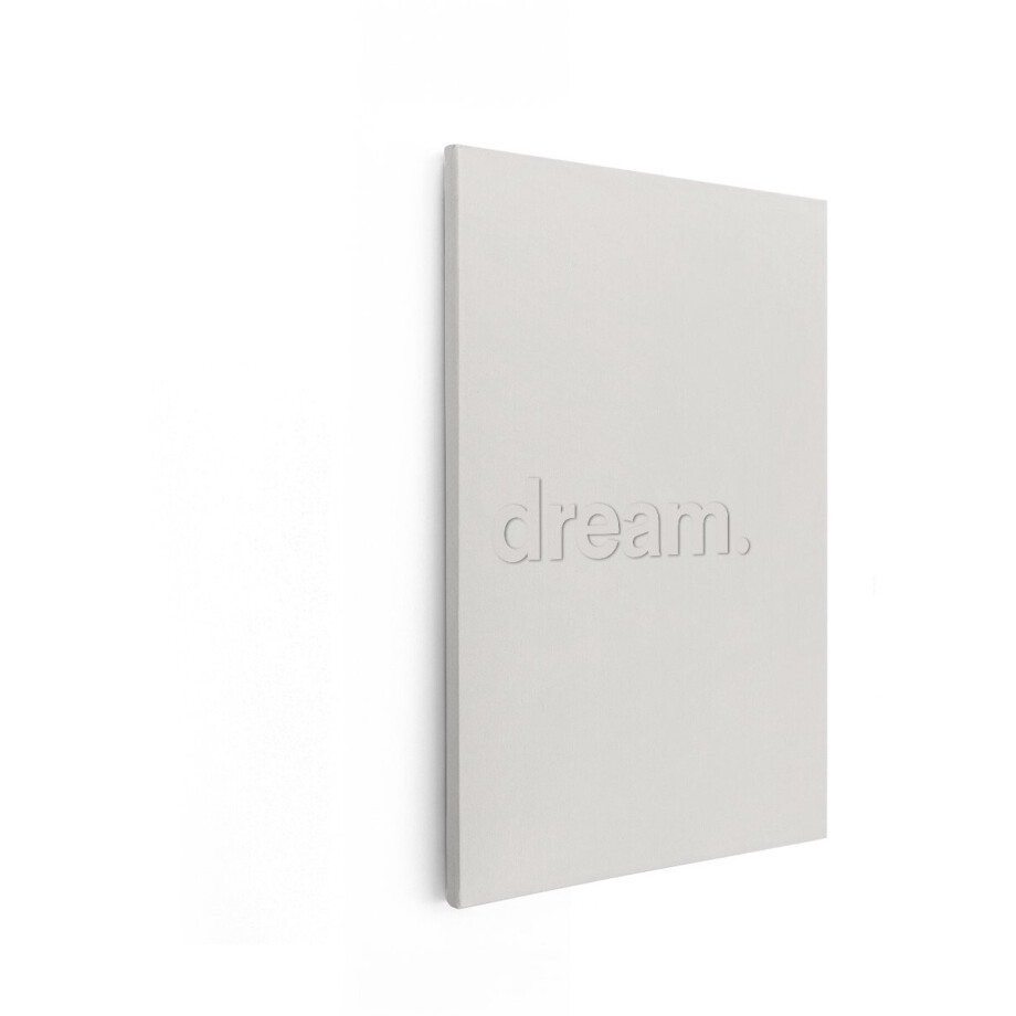 Artaza Canvas Schilderij Minimalistische Tekst 'Dream' in 3D-Letters op een Effen Achtergrond - 60x90 cm - Wanddecoratie Woonkamer - Schilderijen - Muurdecoratie afbeelding 1