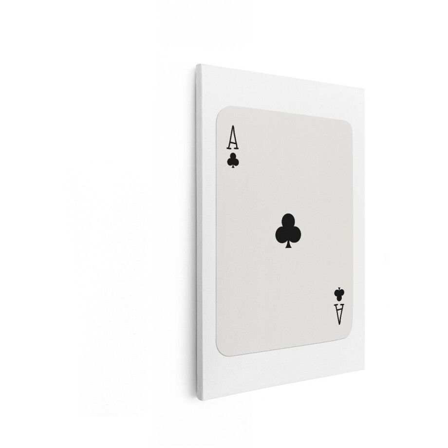Artaza Canvas Schilderij Aas Van Klaveren - 60x90 cm - Wanddecoratie Speelkaart - Muurdecoratie Zwart Wit - Decoratie Poker Kaart - Kamer Accessoires afbeelding 1