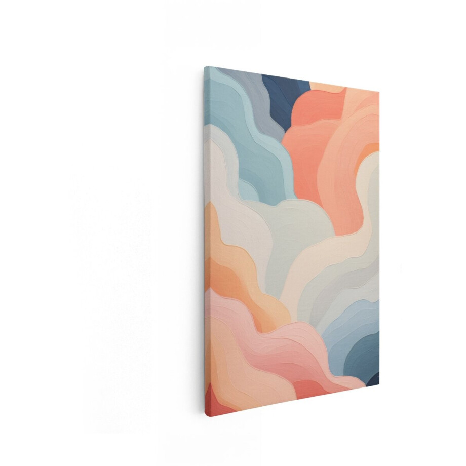 Artaza Canvas Schilderij Abstract - 40x60 cm - Wanddecoratie Modern - Muurdecoratie Boho - Decoratie Golven Pastel - Kleurrijk afbeelding 1