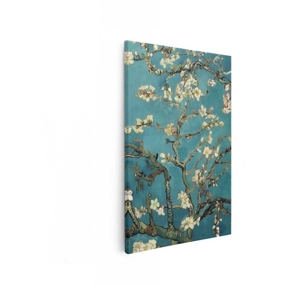 Artaza Canvas Schilderij Bloesem Van Gogh - 20x30 cm - Wanddecoratie Bloemen - Muurdecoratie Woonkamer - Kamer Accessoires Turquoise afbeelding 1