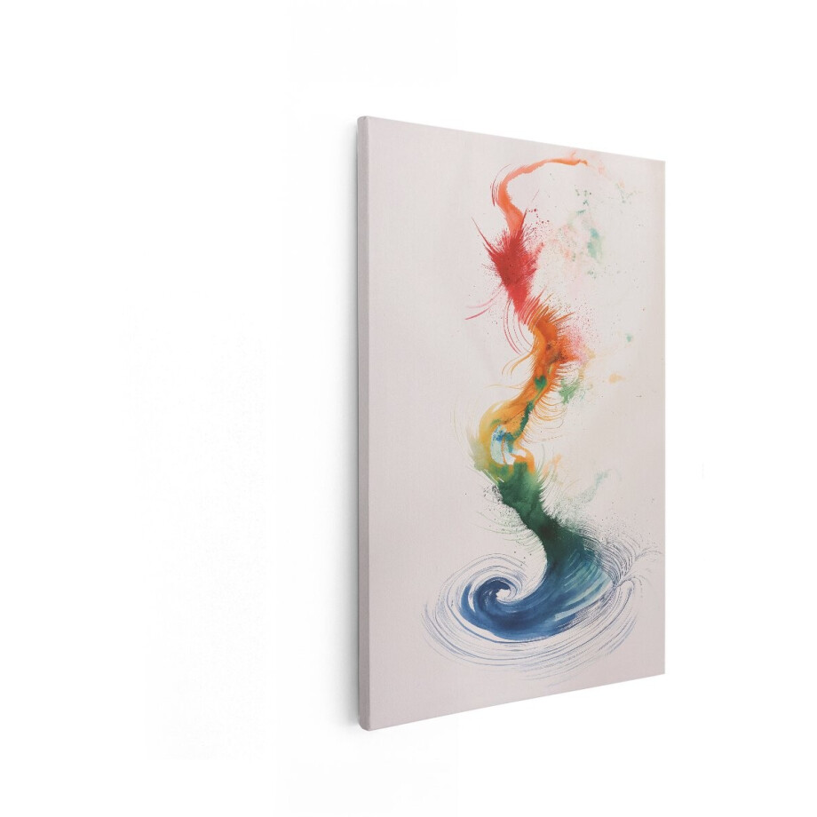 Artaza Canvas Schilderij Abstract - 40x60 cm - Wanddecoratie Kleurrijk - Muurdecoratie Aquarel - Decoratie Woonkamer afbeelding 1