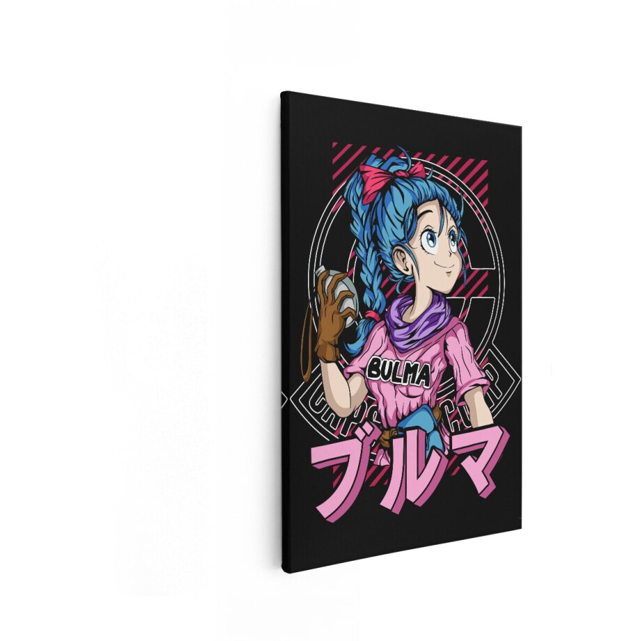 Artaza Canvas Schilderij Anime Meisje met Blauw haar en Roze Kleding - Houdt een Apparaat Vast - 80x120 cm - Groot - Wanddecoratie Woonkamer - Schilderijen - Muurdecoratie afbeelding 1