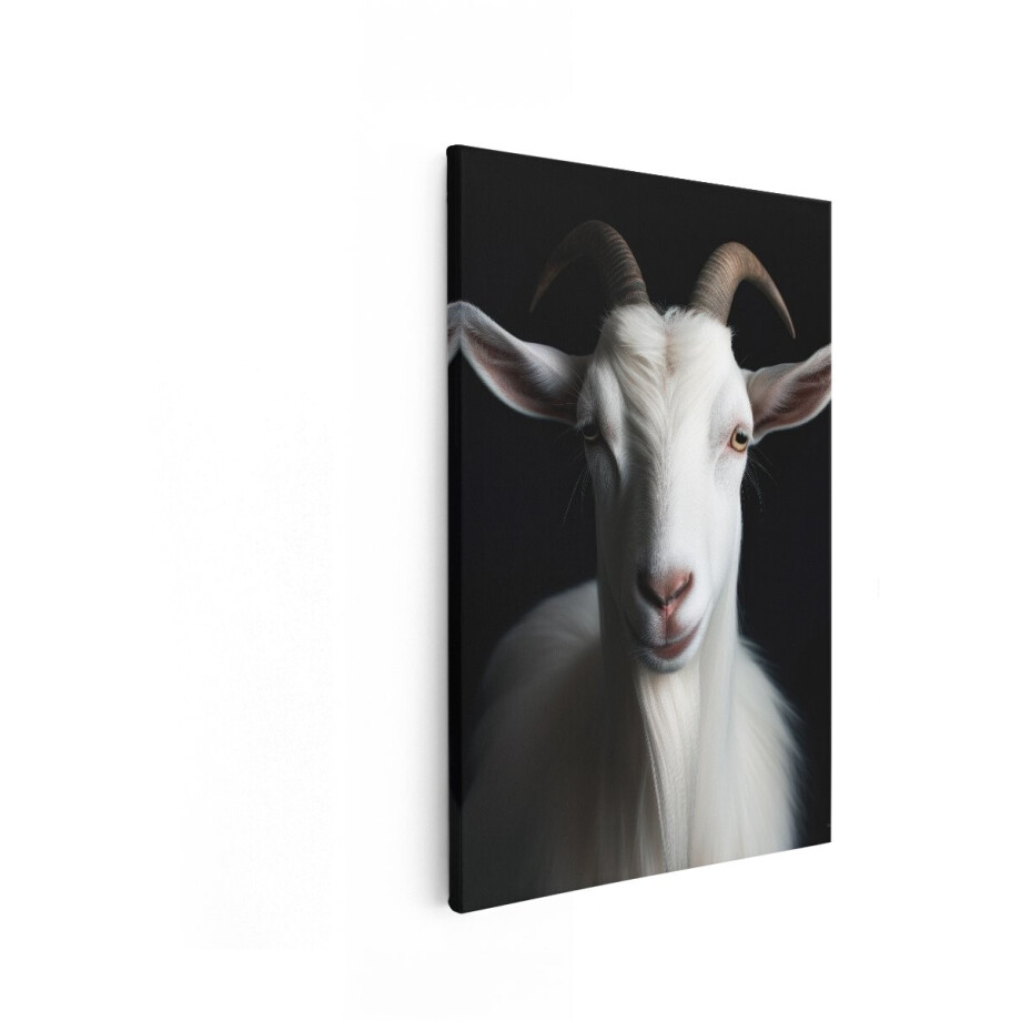 Artaza Canvas Schilderij Portret van een Witte Geit met Hoorns en Baard op Zwarte Achtergrond - 40x60 cm - Wanddecoratie Woonkamer - Schilderijen - Muurdecoratie Artaza Canvas Schilderij Portret van een Witte Geit met Hoorns en Baard op Zwarte Achtergrond - 40x60 cm - Wanddecoratie Woonkamer - Schilderijen - Muurdecoratie afbeelding 1