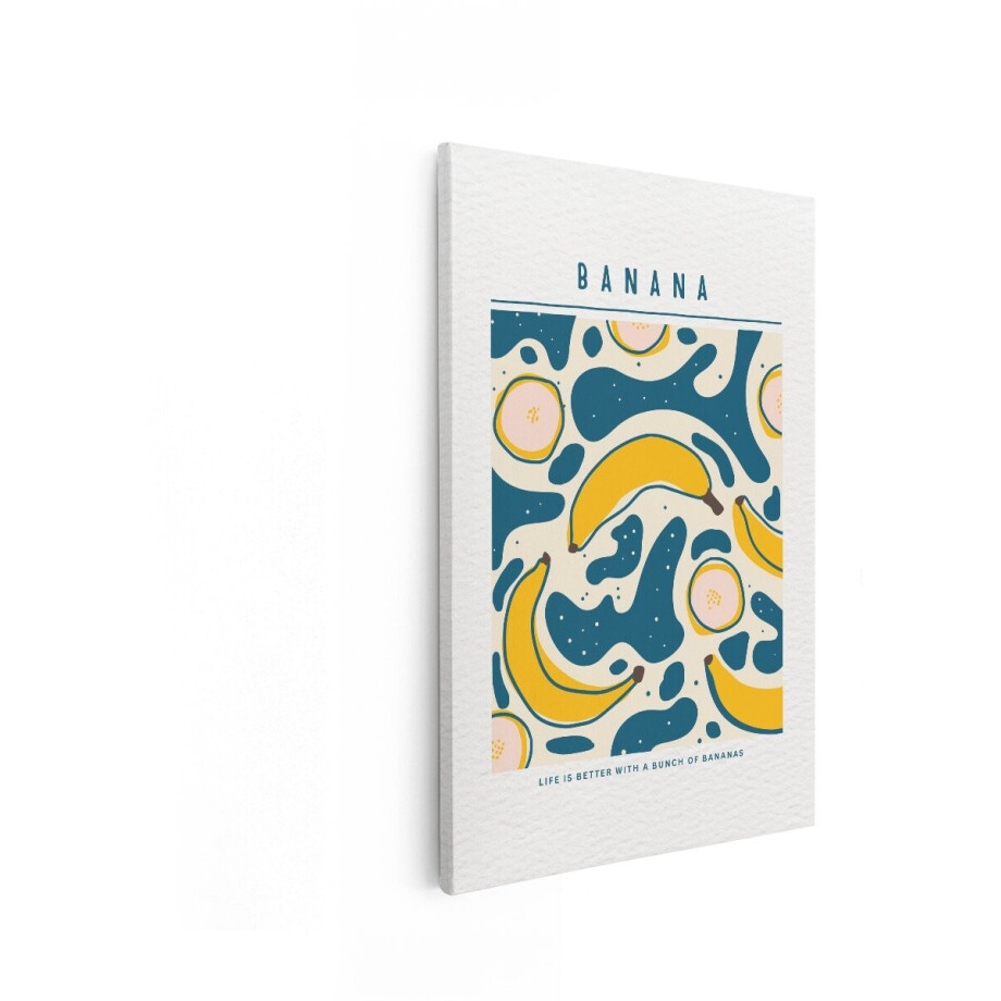 Artaza Canvas Schilderij Abstract - 20x30 cm - Wanddecoratie Keuken - Muurdecoratie Banaan - Decoratie Fruit - Kamer Accessoires Blauw afbeelding 1