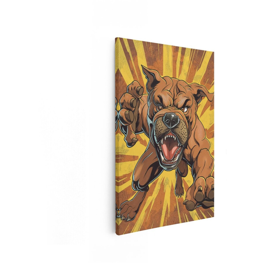 Artaza Canvas Schilderij Hond - 40x60 cm - Wanddecoratie Pop Art - Muurdecoratie Dieren - Decoratie Jongenskamer - Bruin afbeelding 1