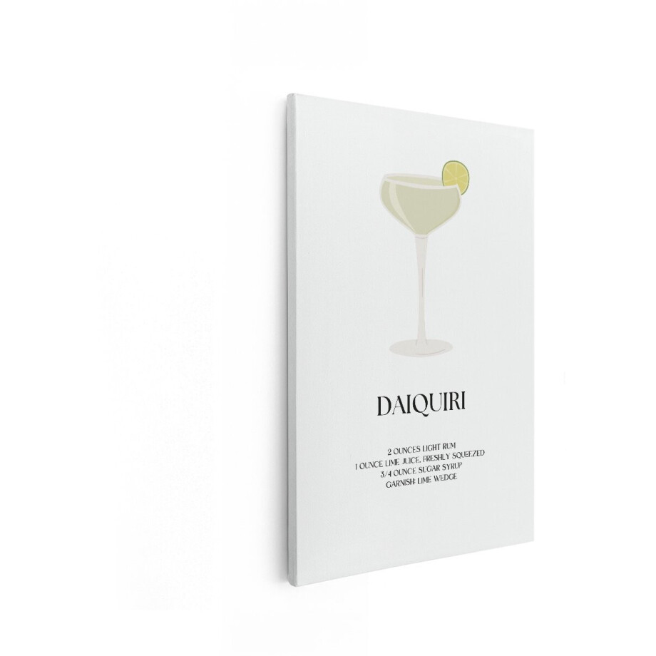 Artaza Canvas Schilderij Daiquiri Cocktailrecept Illustratie met Ingrediënten en Garnering - 40x60 cm - Wanddecoratie Woonkamer - Schilderijen - Muurdecoratie afbeelding 1