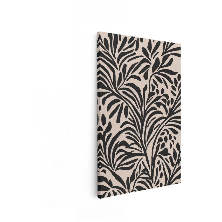 Artaza Canvas Schilderij Abstract Bladpatroon - 60x90 cm - Wanddecoratie Boho - Muurdecoratie Botanisch - Decoratie Woonkamer - Zwart Beige Artaza Canvas Schilderij Abstract Bladpatroon - 60x90 cm - Wanddecoratie Boho - Muurdecoratie Botanisch - Decoratie Woonkamer - Zwart Beige afbeelding 1