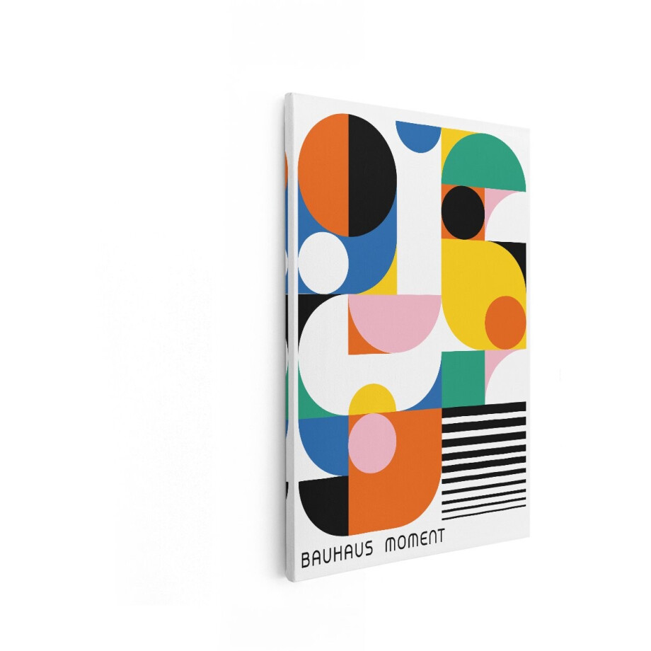 Artaza Canvas Schilderij Abstract Bauhaus-Ontwerp met Geometrische Vormen en Levendige Kleuren - 80x120 cm - Groot - Wanddecoratie Woonkamer - Schilderijen - Muurdecoratie afbeelding 1