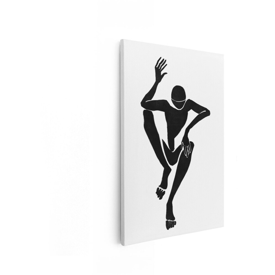 Artaza Canvas Schilderij Abstract - 60x90 cm - Wanddecoratie Modern - Muurdecoratie Zwart Wit - Decoratie Figuur - Schilderijen Op Canvas afbeelding 1