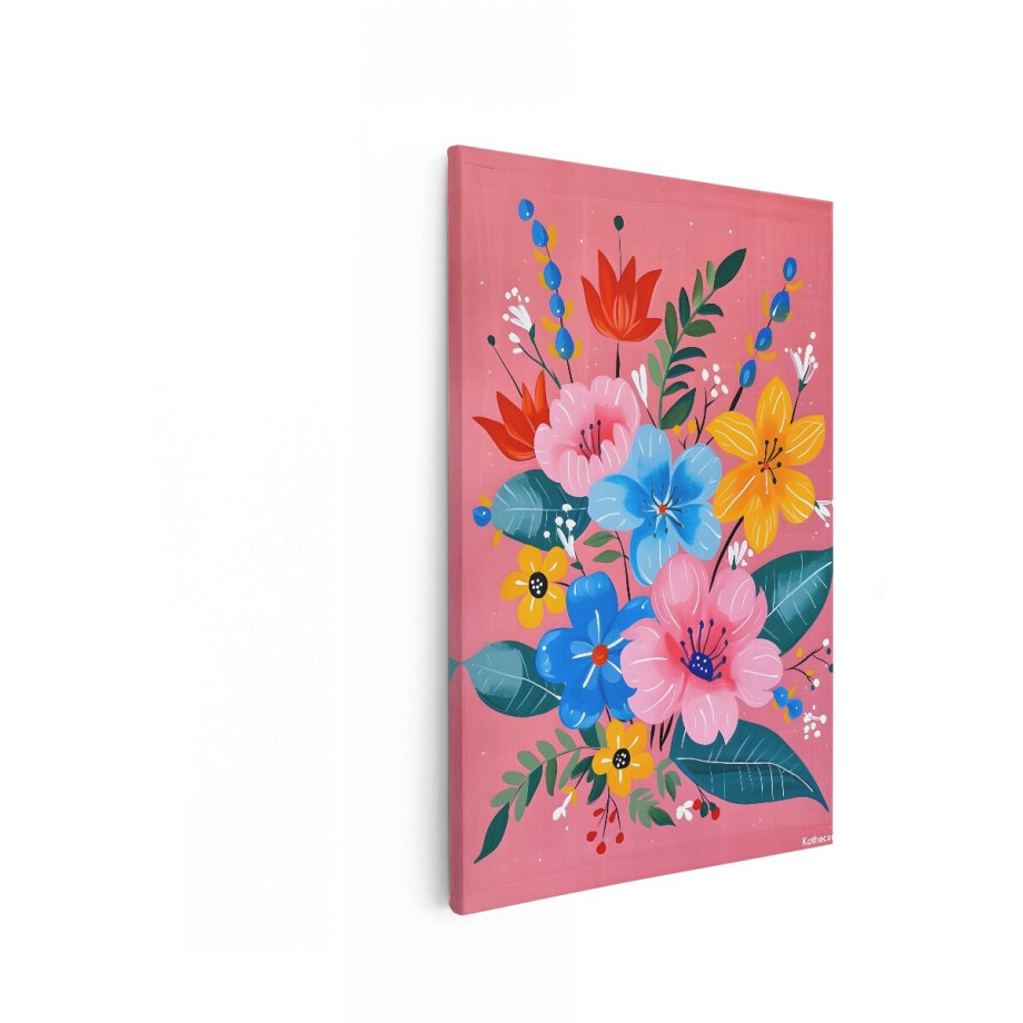 Artaza Canvas Schilderij Boeket - 20x30 cm - Wanddecoratie Bloemen Kleurrijk - Muurdecoratie Woonkamer - Schilderijen Op Canvas afbeelding 1
