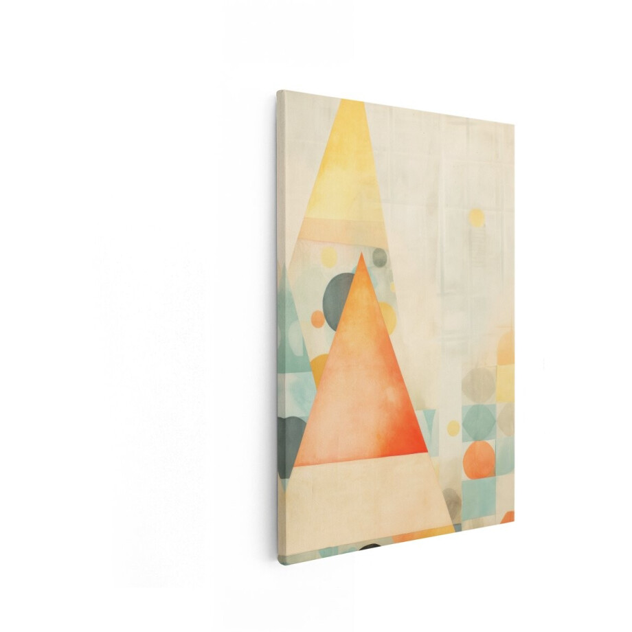 Artaza Canvas Schilderij Abstract Geometrische Vormen met Zachte Pastelkleuren en Overlappende Lagen - 60x90 cm - Wanddecoratie Woonkamer - Schilderijen - Muurdecoratie afbeelding 1