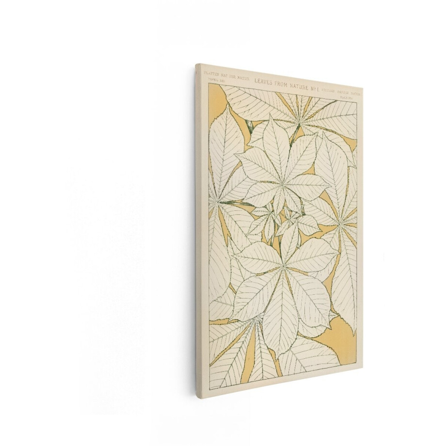 Artaza Canvas Schilderij Gedetailleerde Illustratie van Kastanjebladeren in een Repetitief Patroon - 80x120 cm - Groot - Wanddecoratie Woonkamer - Schilderijen - Muurdecoratie afbeelding 1