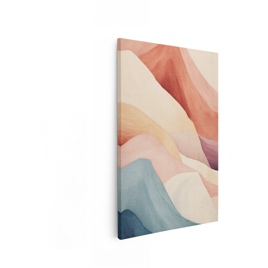 Artaza Canvas Schilderij Abstract Pastellandschap met Golvende Heuvels en Zachte Kleurverlopen - 40x60 cm - Wanddecoratie Woonkamer - Schilderijen - Muurdecoratie afbeelding 1