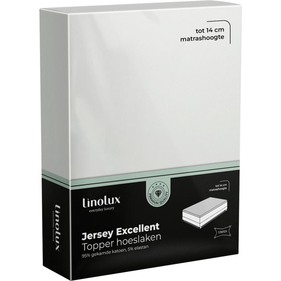 Linolux Hoeslaken Topper Jersey Excellent Offwhite 80x200 t/m 100x220 Linolux Hoeslaken Topper Jersey Excellent Offwhite 80x200 t/m 100x220 afbeelding 1