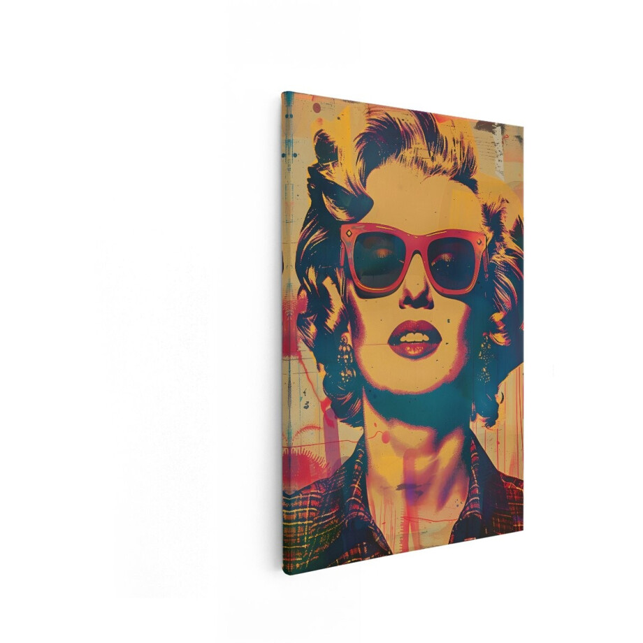 Artaza Canvas Schilderij Iconische Pop-Art Portret van Marilyn Monroe met Zonnebril en Plaid Shirt - 80x120 cm - Groot - Wanddecoratie Woonkamer - Schilderijen - Muurdecoratie Artaza Canvas Schilderij Iconische Pop-Art Portret van Marilyn Monroe met Zonnebril en Plaid Shirt - 80x120 cm - Groot - Wanddecoratie Woonkamer - Schilderijen - Muurdecoratie afbeelding 1