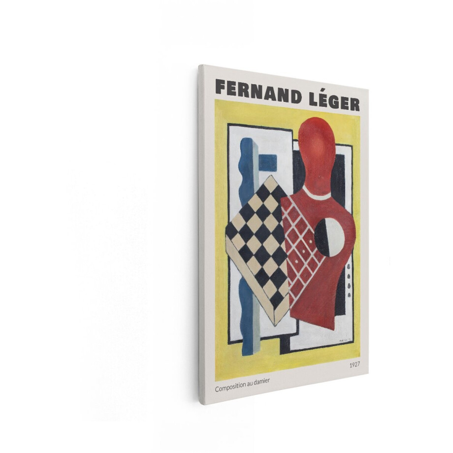Artaza Canvas Schilderij Fernand Légers Composition Au Damier - een Abstract Kunstwerk Uit 1927 - 40x60 cm - Wanddecoratie Woonkamer - Schilderijen - Muurdecoratie afbeelding 1