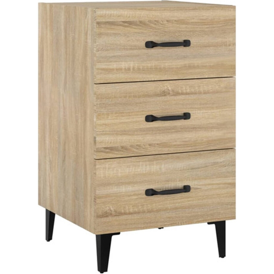 vidaXL - Nachtkastje - 40x40x66 - cm - bewerkt - hout - sonoma - eikenkleurig afbeelding 1
