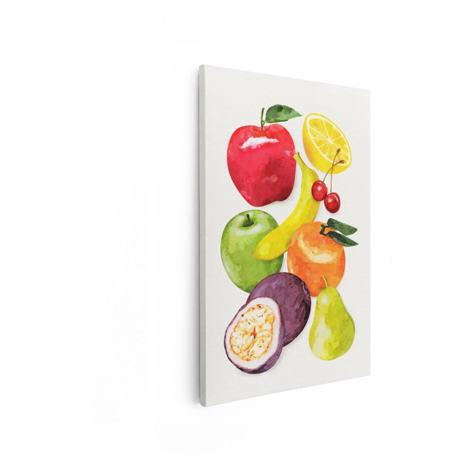 Artaza Canvas Schilderij Fruit - 80x120 cm - Wanddecoratie Aquarel Stilleven - Muurdecoratie Keuken - Decoratie Citroen Appel Kers Artaza Canvas Schilderij Fruit - 80x120 cm - Wanddecoratie Aquarel Stilleven - Muurdecoratie Keuken - Decoratie Citroen Appel Kers afbeelding 1