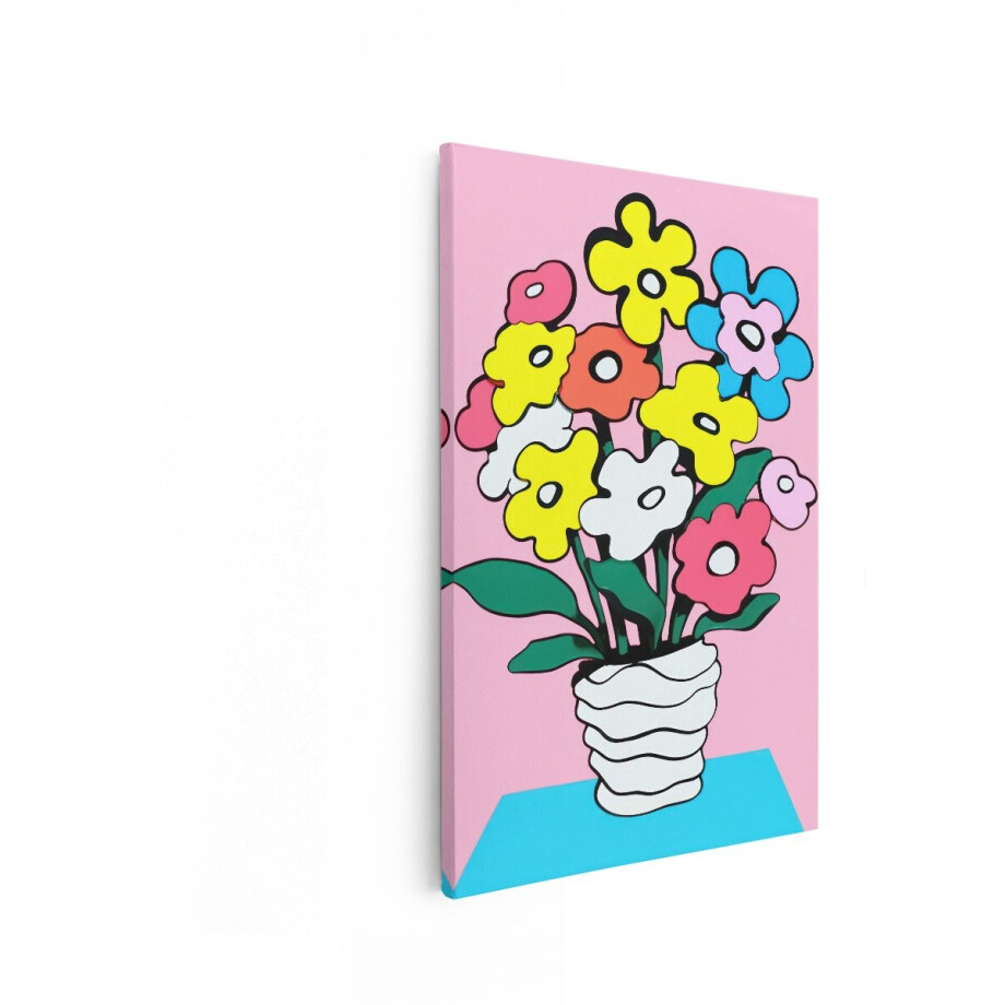 Artaza Canvas Schilderij Bloemen - 60x90 cm - Wanddecoratie Pop Art - Muurdecoratie Vaas - Decoratie Kleurrijk Roze Artaza Canvas Schilderij Bloemen - 60x90 cm - Wanddecoratie Pop Art - Muurdecoratie Vaas - Decoratie Kleurrijk Roze afbeelding 1