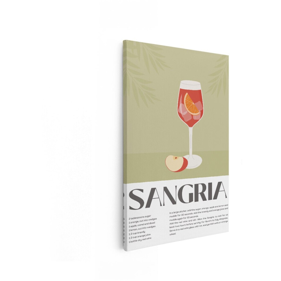 Artaza Canvas Schilderij Zomerse Sangria Cocktail met Fruit en Ijs in een Glas - 40x60 cm - Wanddecoratie Woonkamer - Schilderijen - Muurdecoratie afbeelding 1