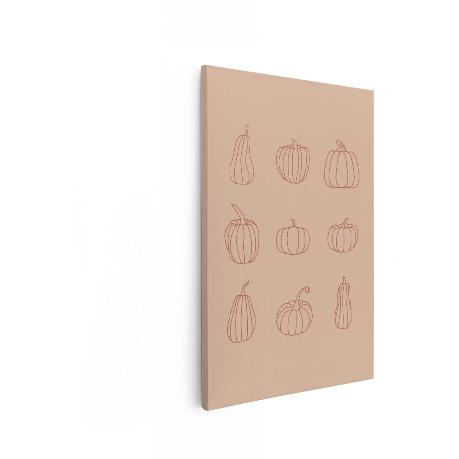 Artaza Canvas Schilderij Herfst Pompoenen - 20x30 cm - Wanddecoratie Boho - Muurdecoratie Minimalistisch - Kamer Accessoires Hal afbeelding 1