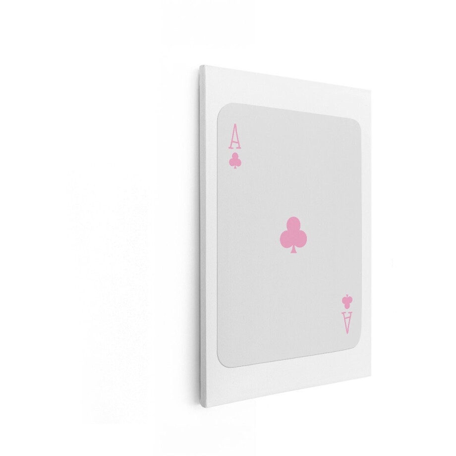 Artaza Canvas Schilderij Roze Klaveren Aas Speelkaart met een Minimalistisch Ontwerp - 60x90 cm - Wanddecoratie Woonkamer - Schilderijen - Muurdecoratie afbeelding 1