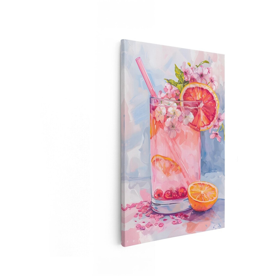 Artaza Canvas Schilderij Cocktail - 60x90 cm - Wanddecoratie Bloemen - Muurdecoratie Roze - Decoratie Sinaasappel - Schilderijen Op Canvas Artaza Canvas Schilderij Cocktail - 60x90 cm - Wanddecoratie Bloemen - Muurdecoratie Roze - Decoratie Sinaasappel - Schilderijen Op Canvas afbeelding 1