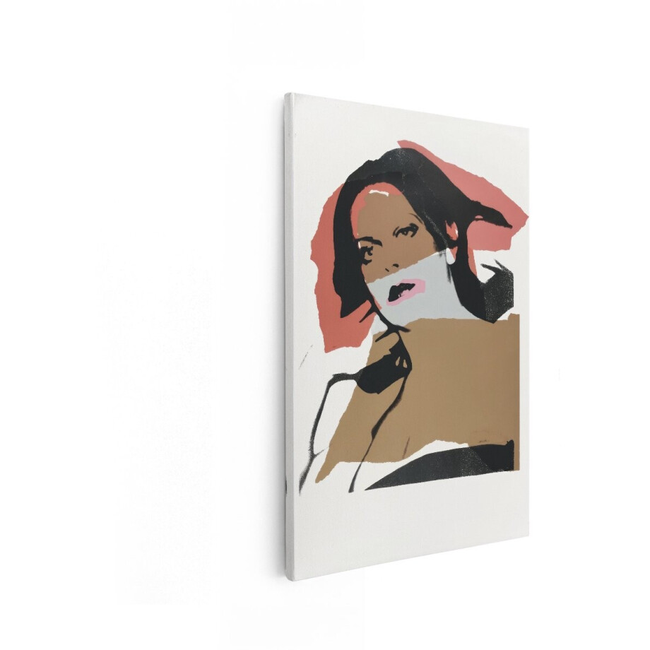 Artaza Canvas Schilderij Pop Art Portret van een Vrouw met Opvallende Kleuren en een Dramatische Pose - 60x90 cm - Wanddecoratie Woonkamer - Schilderijen - Muurdecoratie afbeelding 1