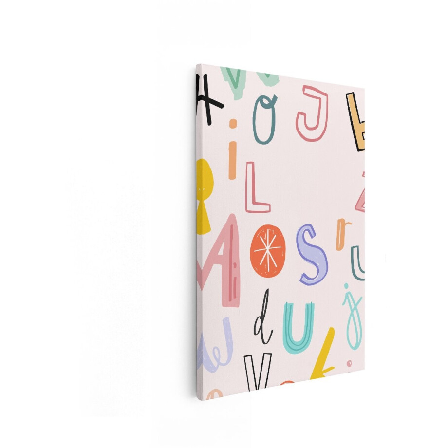 Artaza Canvas Schilderij Vrolijke - Kleurrijke Letters van het Alfabet op een Zachte Roze Achtergrond - 60x90 cm - Wanddecoratie Woonkamer - Schilderijen - Muurdecoratie Artaza Canvas Schilderij Vrolijke - Kleurrijke Letters van het Alfabet op een Zachte Roze Achtergrond - 60x90 cm - Wanddecoratie Woonkamer - Schilderijen - Muurdecoratie afbeelding 1