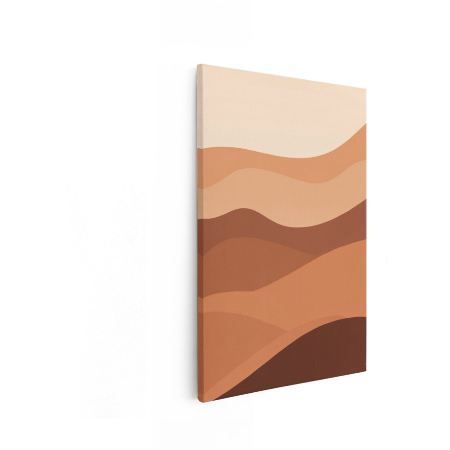 Artaza Canvas Schilderij Abstract Golvende Duinen in Warme Aardetinten met Zachte Kleurovergangen - 80x120 cm - Groot - Wanddecoratie Woonkamer - Schilderijen - Muurdecoratie afbeelding 1