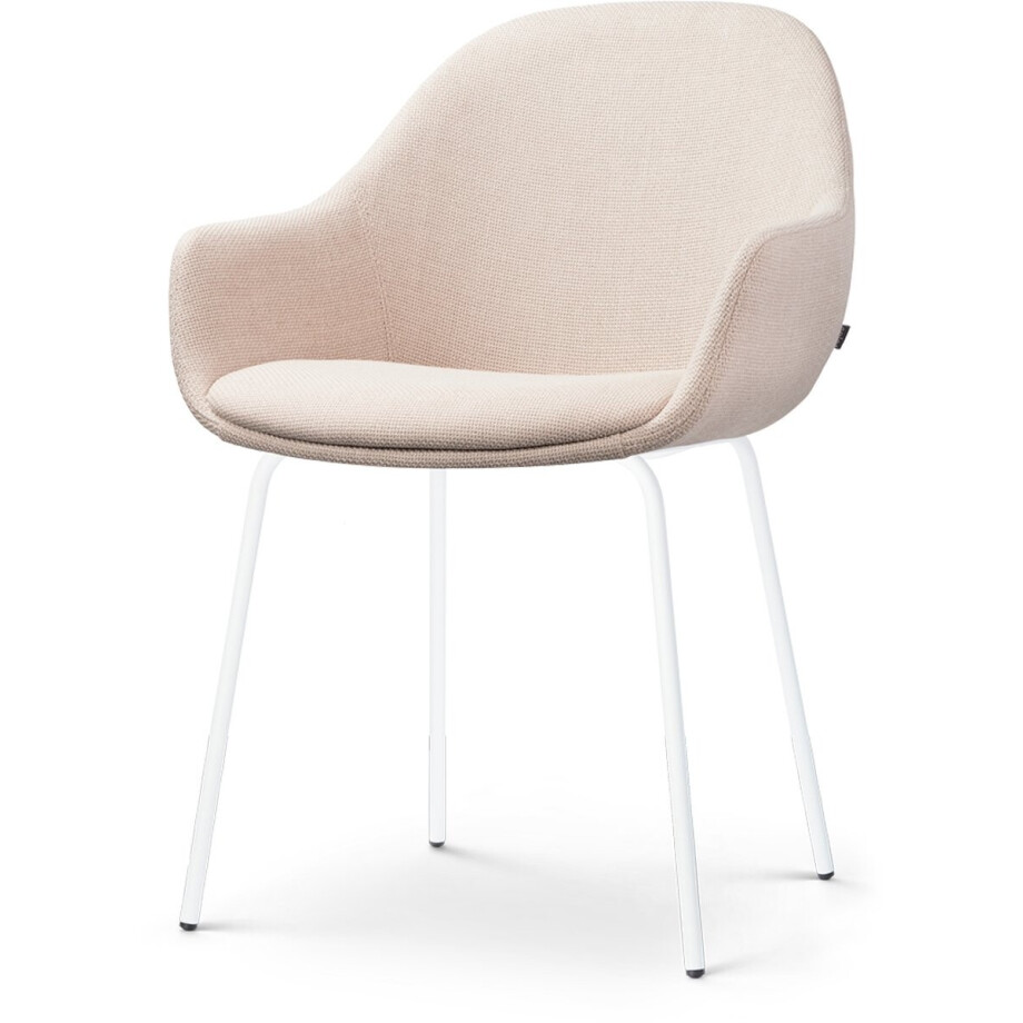 Nolon Nora-Mae Eetkamerstoel Beige - met Armleuning - Stof - Wit Onderstel - Design - Scandinavisch - Comfortabel Nolon Nora-Mae Eetkamerstoel Beige - met Armleuning - Stof - Wit Onderstel - Design - Scandinavisch - Comfortabel afbeelding 1