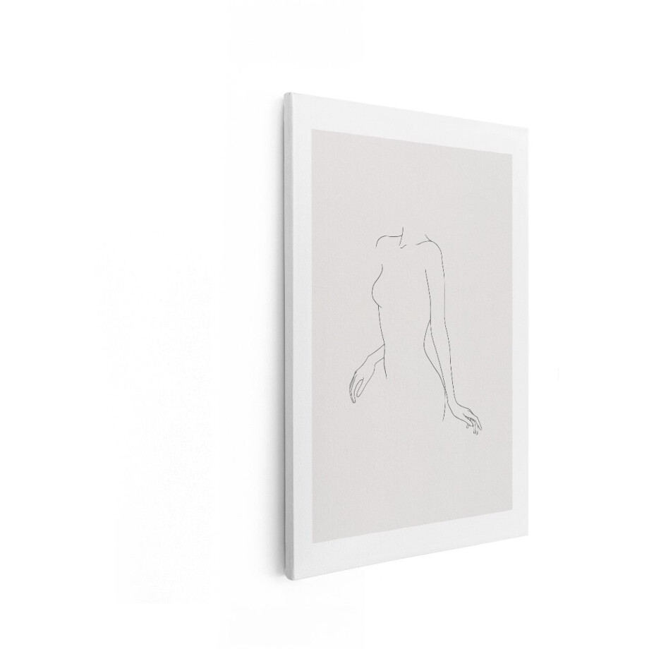Artaza Canvas Schilderij Minimalistische Lijntekening van een Vrouwelijk Silhouet met Elegante Handen - 40x60 cm - Wanddecoratie Woonkamer - Schilderijen - Muurdecoratie afbeelding 1