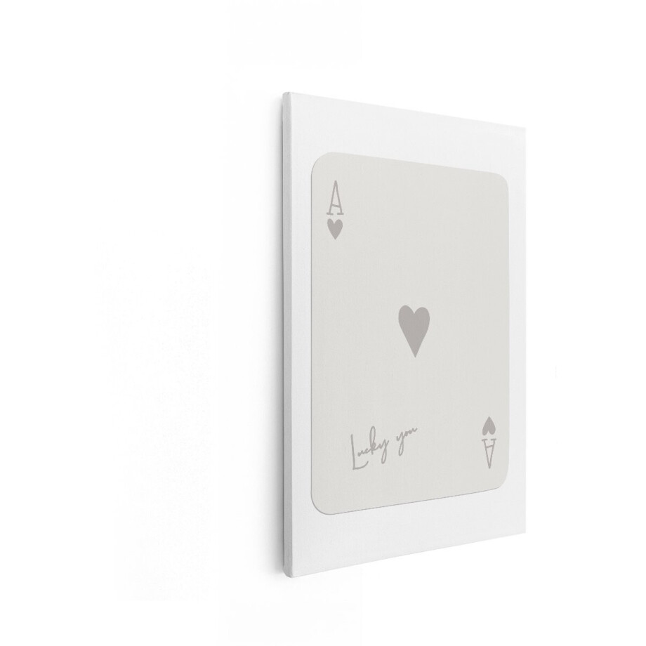 Artaza Canvas Schilderij Aas Harten - 40x60 cm - Wanddecoratie Speelkaart - Muurdecoratie Lucky You - Decoratie Minimalistisch afbeelding 1