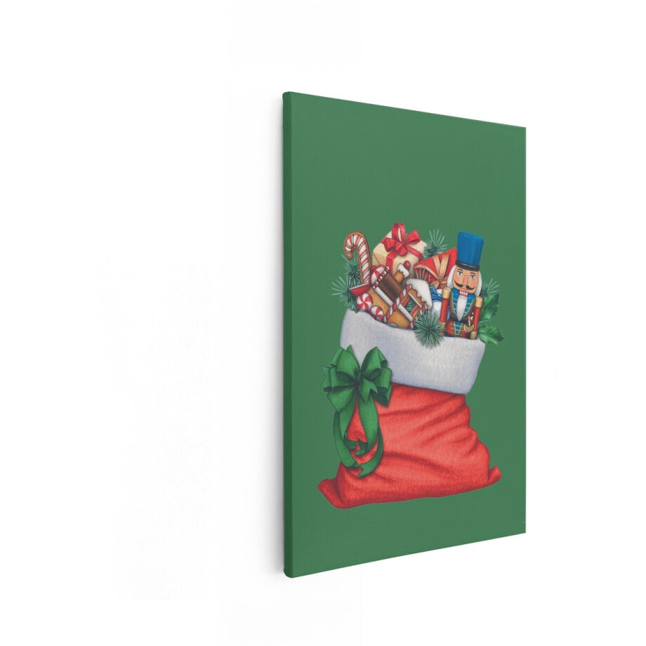 Artaza Canvas Schilderij Kerstkous - 60x90 cm - Wanddecoratie Kerst - Muurdecoratie Notenkraker - Decoratie Cadeautjes - Rood afbeelding 1