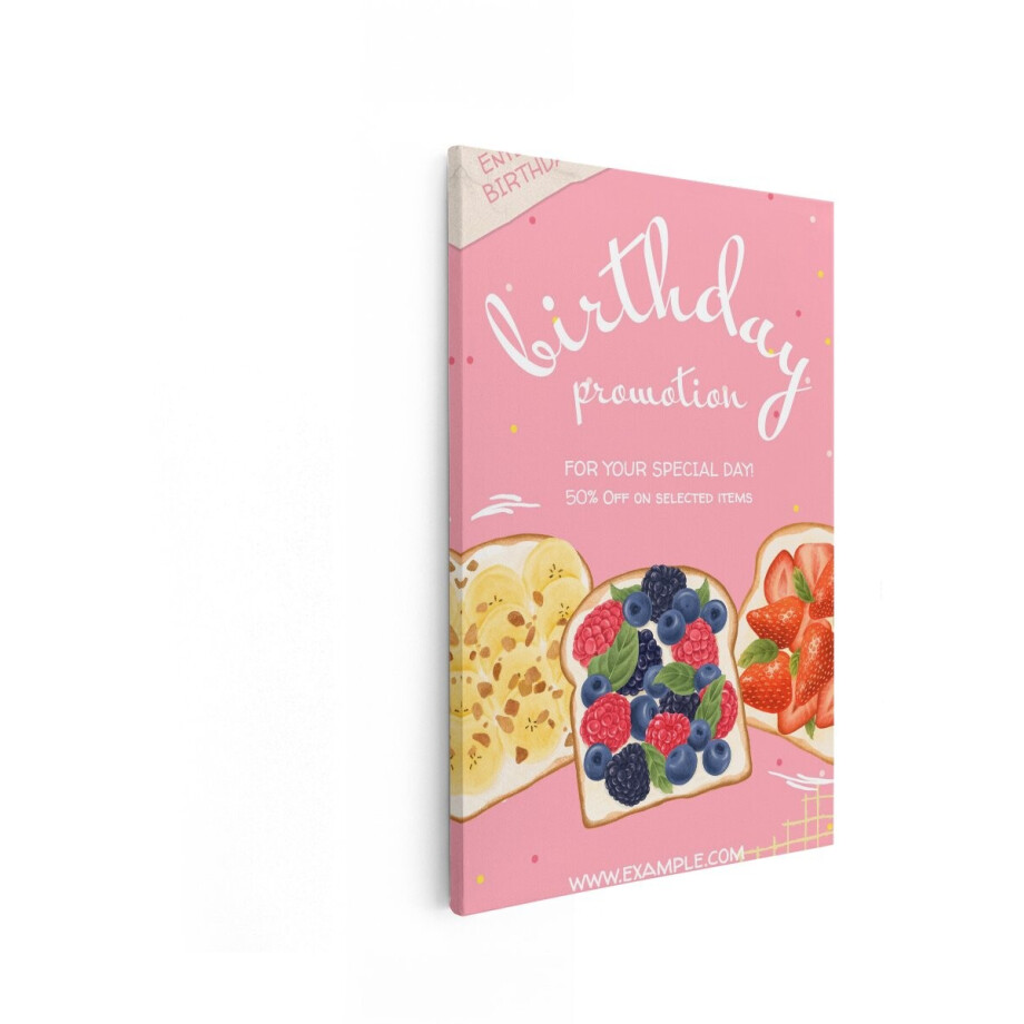 Artaza Canvas Schilderij Fruit Toast - 80x120 cm - Wanddecoratie Roze - Muurdecoratie Aardbei - Decoratie Bessen Keuken afbeelding 1