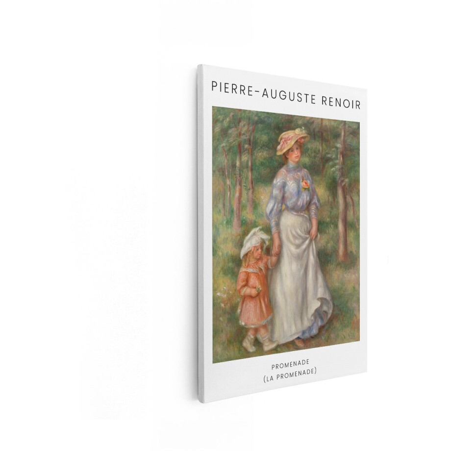 Artaza Canvas Schilderij Pierre-Auguste Renoir Schildert een Moeder met Kind tijdens een Wandeling in de Natuur - 40x60 cm - Wanddecoratie Woonkamer - Schilderijen - Muurdecoratie afbeelding 1