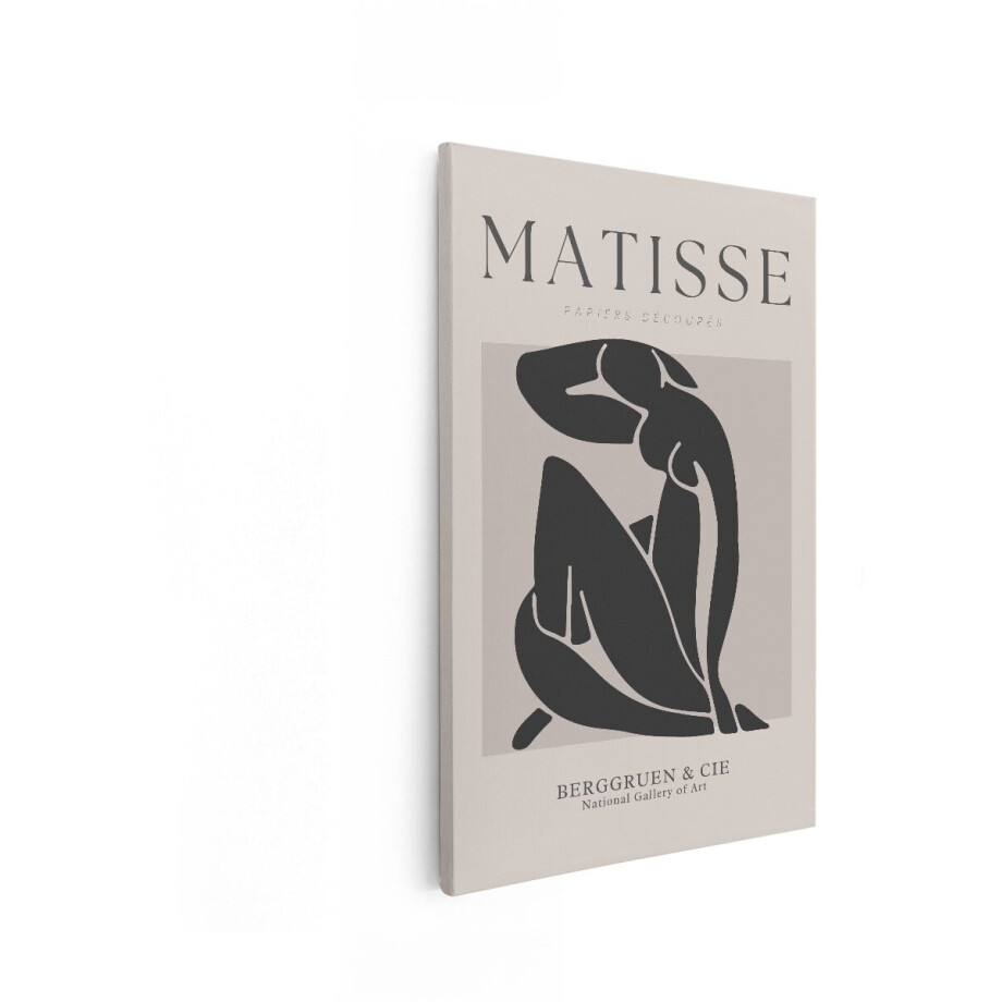 Artaza Canvas Schilderij Vrouw Matisse - 80x120 cm - Wanddecoratie Abstract - Muurdecoratie Silhouet - Decoratie Zwart Beige afbeelding 1