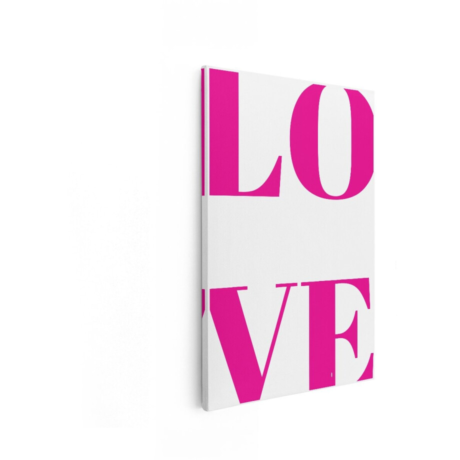 Artaza Canvas Schilderij Love - 60x90 cm - Wanddecoratie Tekst - Muurdecoratie Roze - Decoratie Liefde - Modern Minimalistisch afbeelding 1