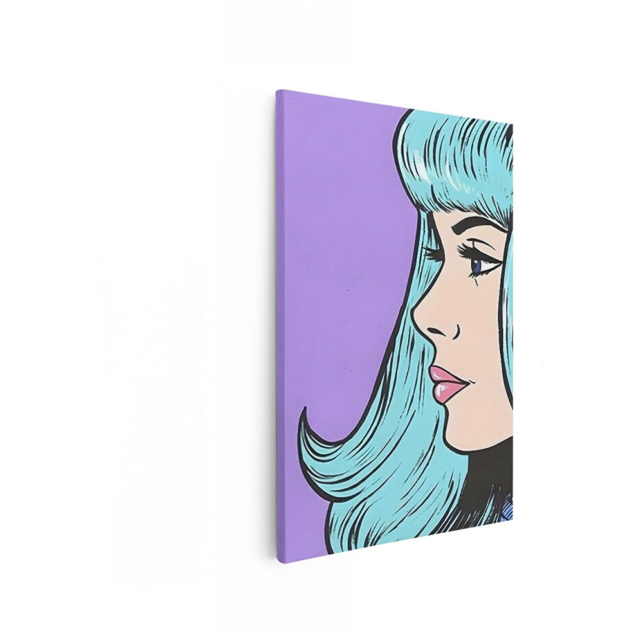 Artaza Canvas Schilderij Pop Art Vrouw - 60x90 cm - Wanddecoratie Modern - Muurdecoratie Vintage - Schilderijen Op Canvas Blauw Haar Artaza Canvas Schilderij Pop Art Vrouw - 60x90 cm - Wanddecoratie Modern - Muurdecoratie Vintage - Schilderijen Op Canvas Blauw Haar afbeelding 1