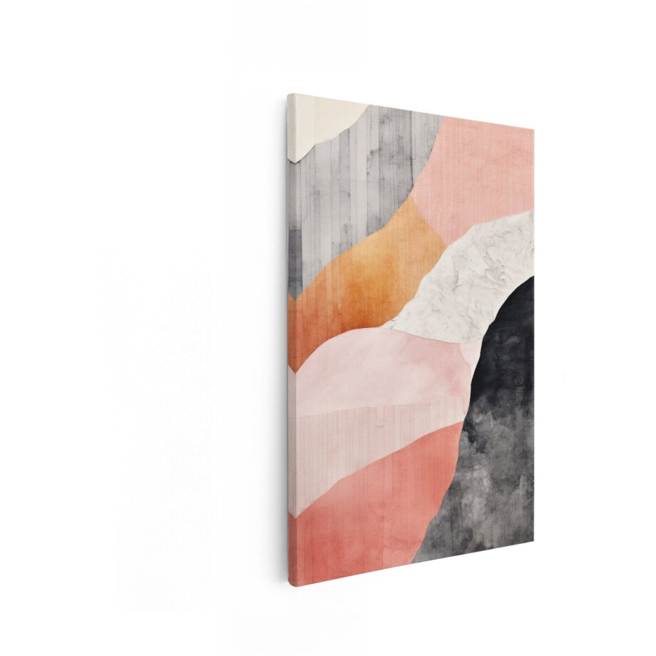 Artaza Canvas Schilderij Abstracte Landschap met Zachte Pastelkleuren en Textuur - 40x60 cm - Wanddecoratie Woonkamer - Schilderijen - Muurdecoratie afbeelding 1